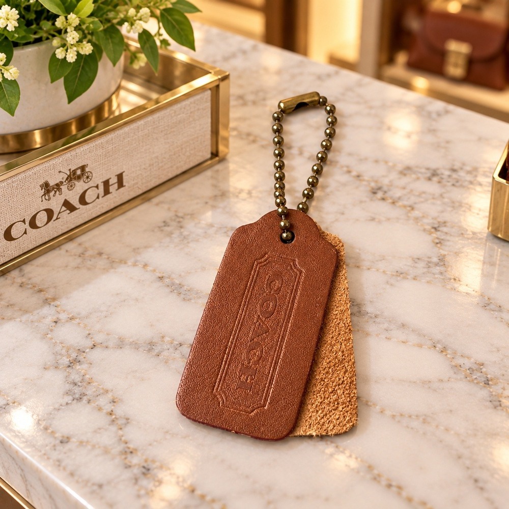 Coach Vintage Brown Leather Hangtag Replacement Charm Ball Chain